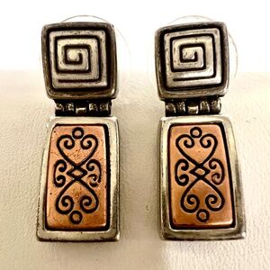 BRIGHTON Silver Metal and Copper Articulated Earrings